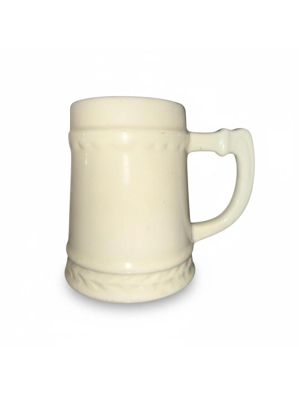 Vintage Marbled Beer Stein Ivory Gray Ceramic German Style Oktoberfest Mug